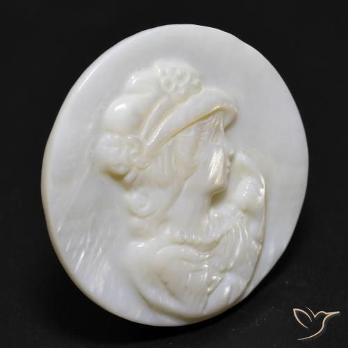 Madrepérola Pérola Branca Natural 13.76ct, Corte Redondo, Opaco