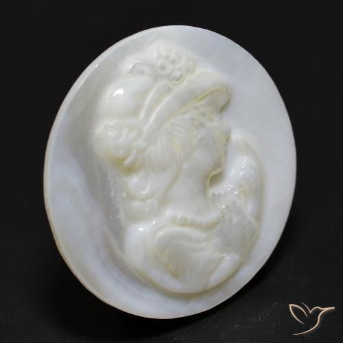 Madrepérola Pérola Branca Natural 12.25ct, Redondo, Opaco