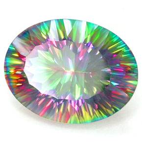 Quartzo místico multicolorido natural 7,93ct, corte oval, IF