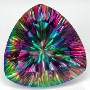 Quartzo místico multicolorido natural 26,73ct, trillion, IF