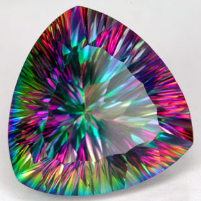 Quartzo místico multicolorido natural 26,73ct, trillion, IF