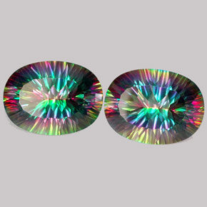 Pedras preciosas de quartzo místico multicolorido natural de  ct, corte oval, IF