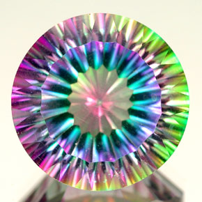 Quartzo místico multicolorido natural 12,83ct, corte redondo, IF