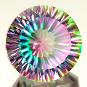 Quartzo místico multicolorido natural 12,83ct, corte redondo, IF