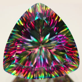 Quartzo místico multicolorido natural 18,00ct, trillion, IF