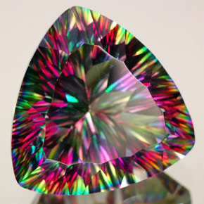 Quartzo místico multicolorido natural 18,00ct, trillion, IF