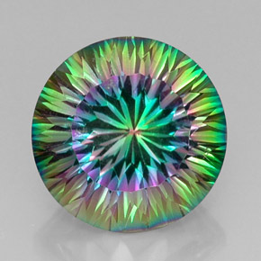 Quartzo místico multicolorido natural 13,32ct, corte redondo, VVS