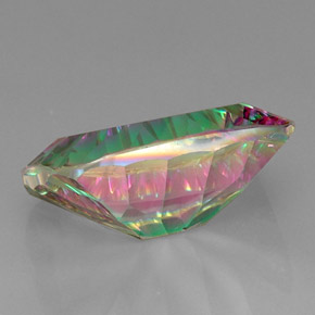 Quartzo místico multicolorido natural 21,66ct, corte esmeralda, VVS