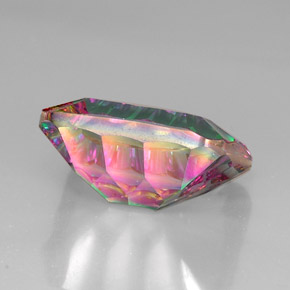 Quartzo místico multicolorido natural 21,30ct, corte esmeralda, VVS