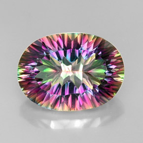 Quartzo místico multicolorido natural 13,18ct, corte oval, VVS