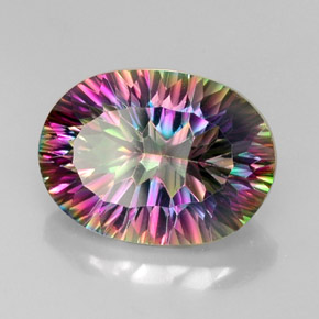 Quartzo místico multicolorido natural 13,18ct, corte oval, VVS
