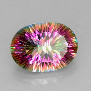 Quartzo místico multicolorido natural 13,17ct, corte oval, VVS