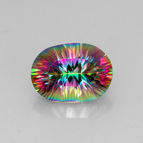 Quartzo místico multicolorido natural 13,12ct, corte oval, VVS