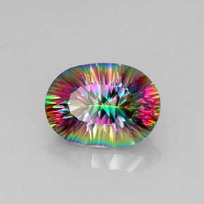 Quartzo místico multicolorido natural 13,12ct, corte oval, VVS