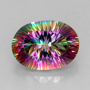 Quartzo místico multicolorido natural 13,61ct, corte oval, VVS