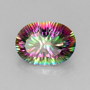 Quartzo místico multicolorido natural 12,67ct, corte oval, VVS