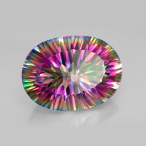 Quartzo místico multicolorido natural 11,87ct, corte oval, VVS