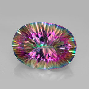 Quartzo místico multicolorido natural 12,09ct, corte oval, VVS
