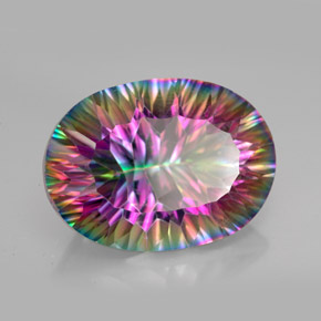 Quartzo místico multicolorido natural 12,09ct, corte oval, VVS