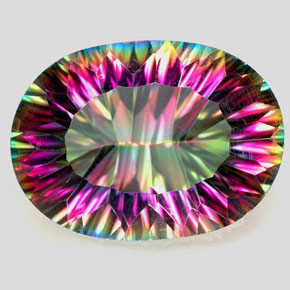Quartzo místico multicolorido natural 12,22ct, corte oval, VVS