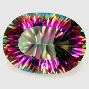 Quartzo místico multicolorido natural 12,22ct, corte oval, VVS