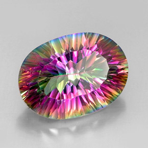 Quartzo místico multicolorido natural 12,54ct, corte oval, VVS