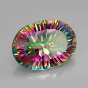 Quartzo místico multicolorido natural 11,34ct, corte oval, VVS