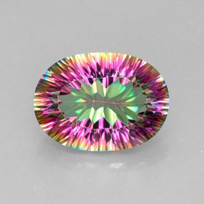 Quartzo místico multicolorido natural 11,45ct, corte oval, VVS