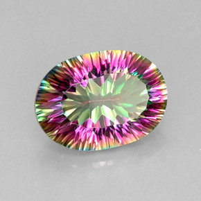 Quartzo místico multicolorido natural 11,45ct, corte oval, VVS