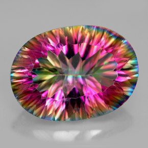 Quartzo místico multicolorido natural 11,76ct, corte oval, VVS