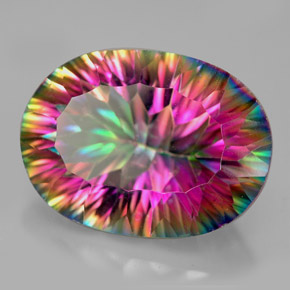 Quartzo místico multicolorido natural 11,76ct, corte oval, VVS