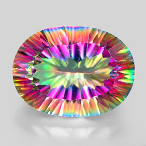 Quartzo místico multicolorido natural 13,00ct, corte oval, VVS