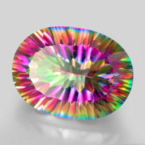 Quartzo místico multicolorido natural 13,00ct, corte oval, VVS