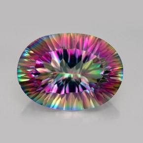 Quartzo místico multicolorido natural 12,73ct, corte oval, VVS