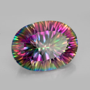 Quartzo místico multicolorido natural 12,73ct, corte oval, VVS