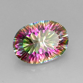 Quartzo místico multicolorido natural 12,60ct, corte oval, VVS