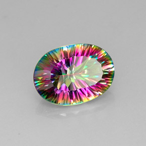 Quartzo místico multicolorido natural 11,64ct, corte oval, VVS