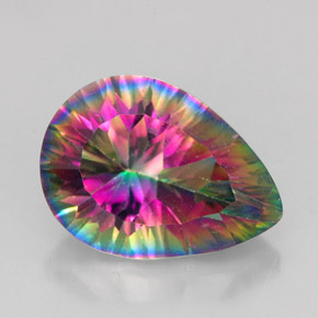Quartzo místico multicolorido natural 5,18ct, formato de pêra, VVS-VS