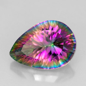 Quartzo místico multicolorido natural 5,18ct, formato de pêra, VVS-VS