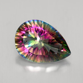 Quartzo místico multicolorido natural 4,66ct, formato de pêra, VS