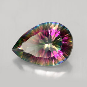 Quartzo místico multicolorido natural 4,66ct, formato de pêra, VS