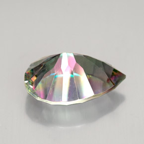Quartzo místico multicolorido natural 4,66ct, formato de pêra, VS