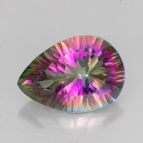 Quartzo místico multicolorido natural 4,75ct, formato de pêra, VVS-VS