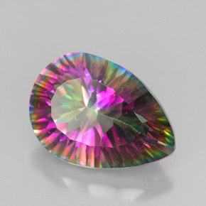 Quartzo místico multicolorido natural 4,75ct, formato de pêra, VVS-VS