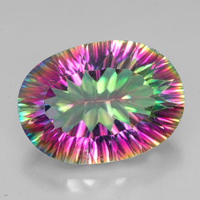 Quartzo místico multicolorido natural 11,57ct, corte oval, VVS-VS