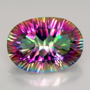 Quartzo místico multicolorido natural 12,28ct, corte oval, VVS-VS