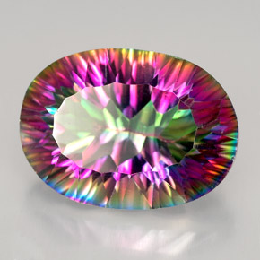 Quartzo místico multicolorido natural 12,28ct, corte oval, VVS-VS