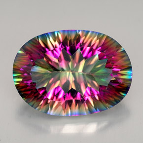 Quartzo místico multicolorido natural 11,34ct, corte oval, VVS-VS