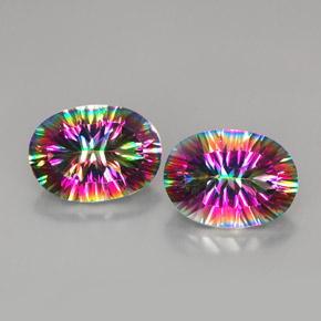 Pedras preciosas de quartzo místico multicolorido natural de  ct, corte oval, VVS-VS
