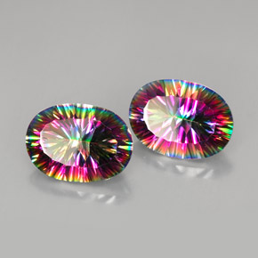 Pedras preciosas de quartzo místico multicolorido natural de  ct, corte oval, VVS-VS